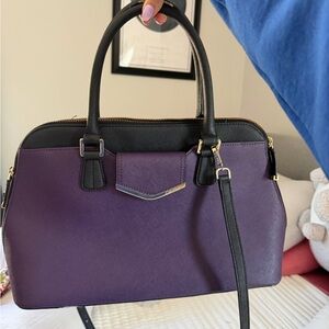 Calvin Klein Purple and Black Structured Satchel